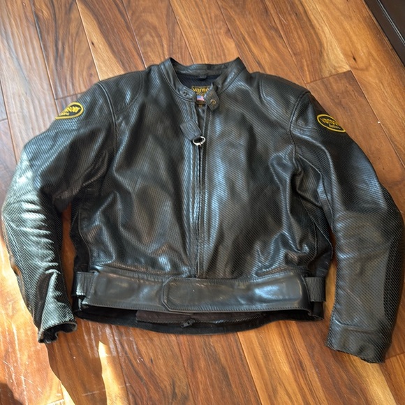 Vanson black leather motorcycle jacket